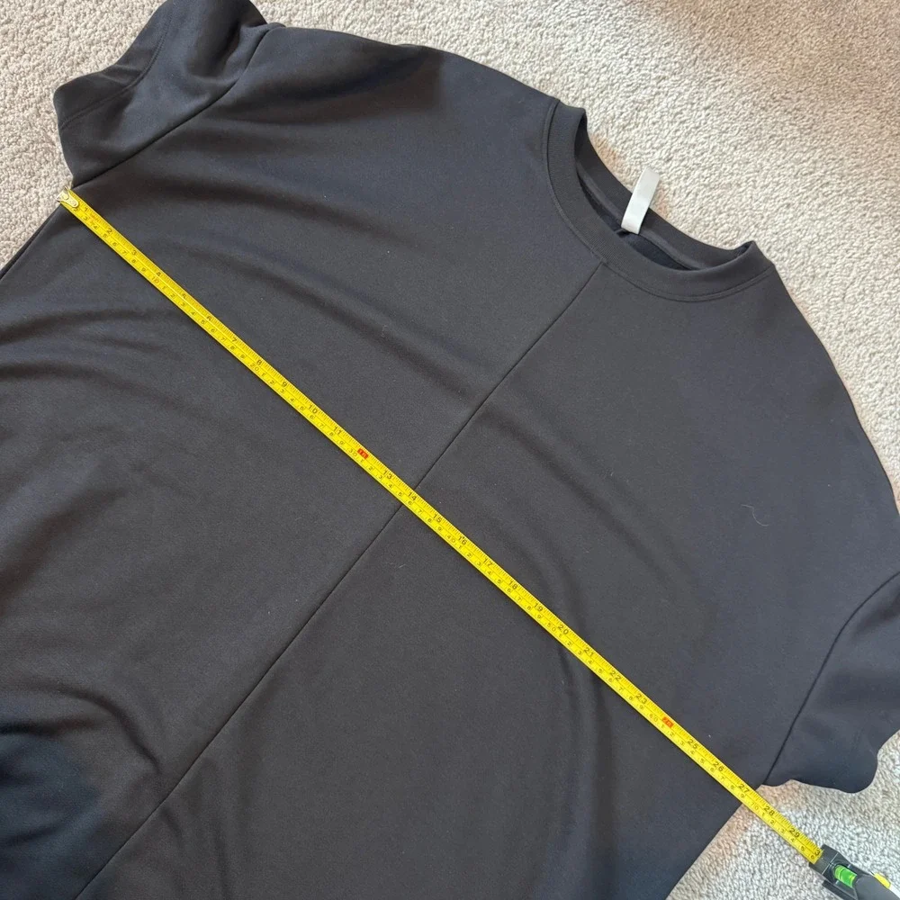 Athleta Black Coaster Luxe Sweatshirt Maxi Dress XL Short Sleeve Side Slit